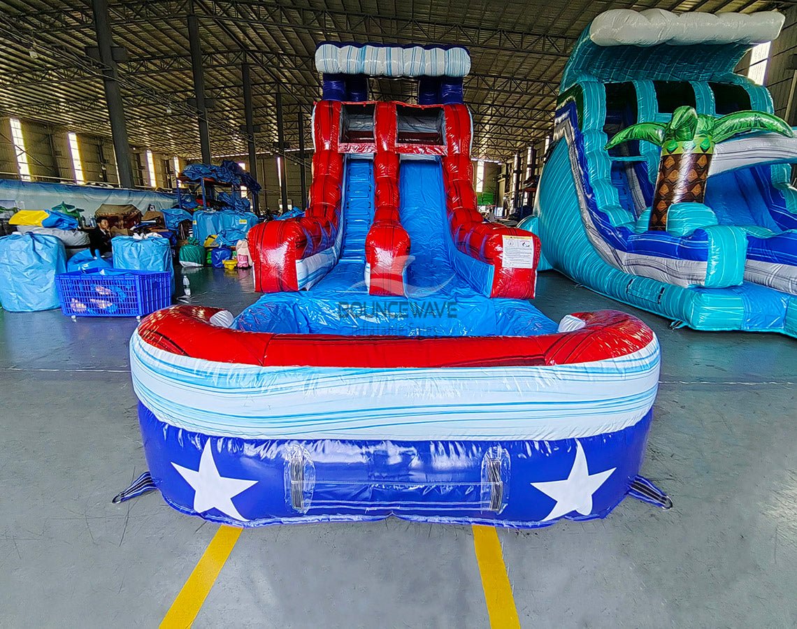 15ft American Thunder Commercial Single Lane Inflatable Water Slide - BounceWave Inflatable Sales