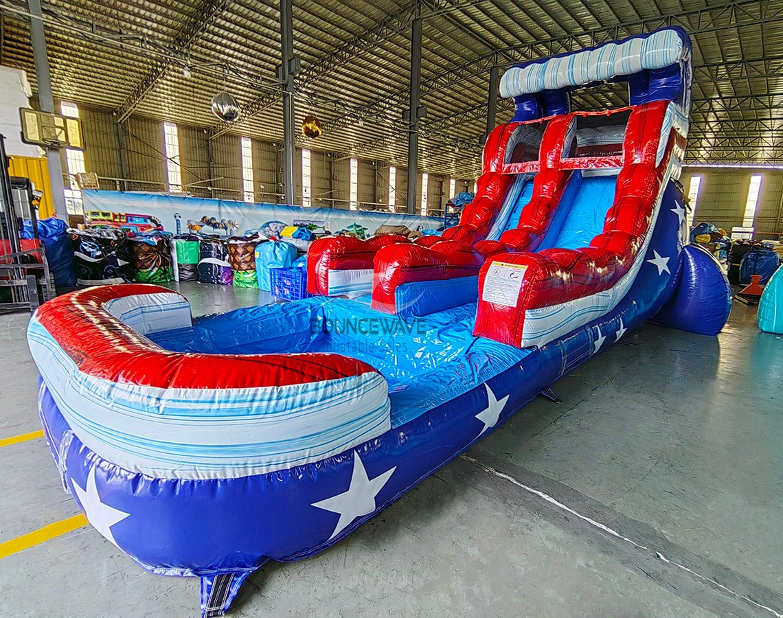 15ft American Thunder Commercial Single Lane Inflatable Water Slide - BounceWave Inflatable Sales