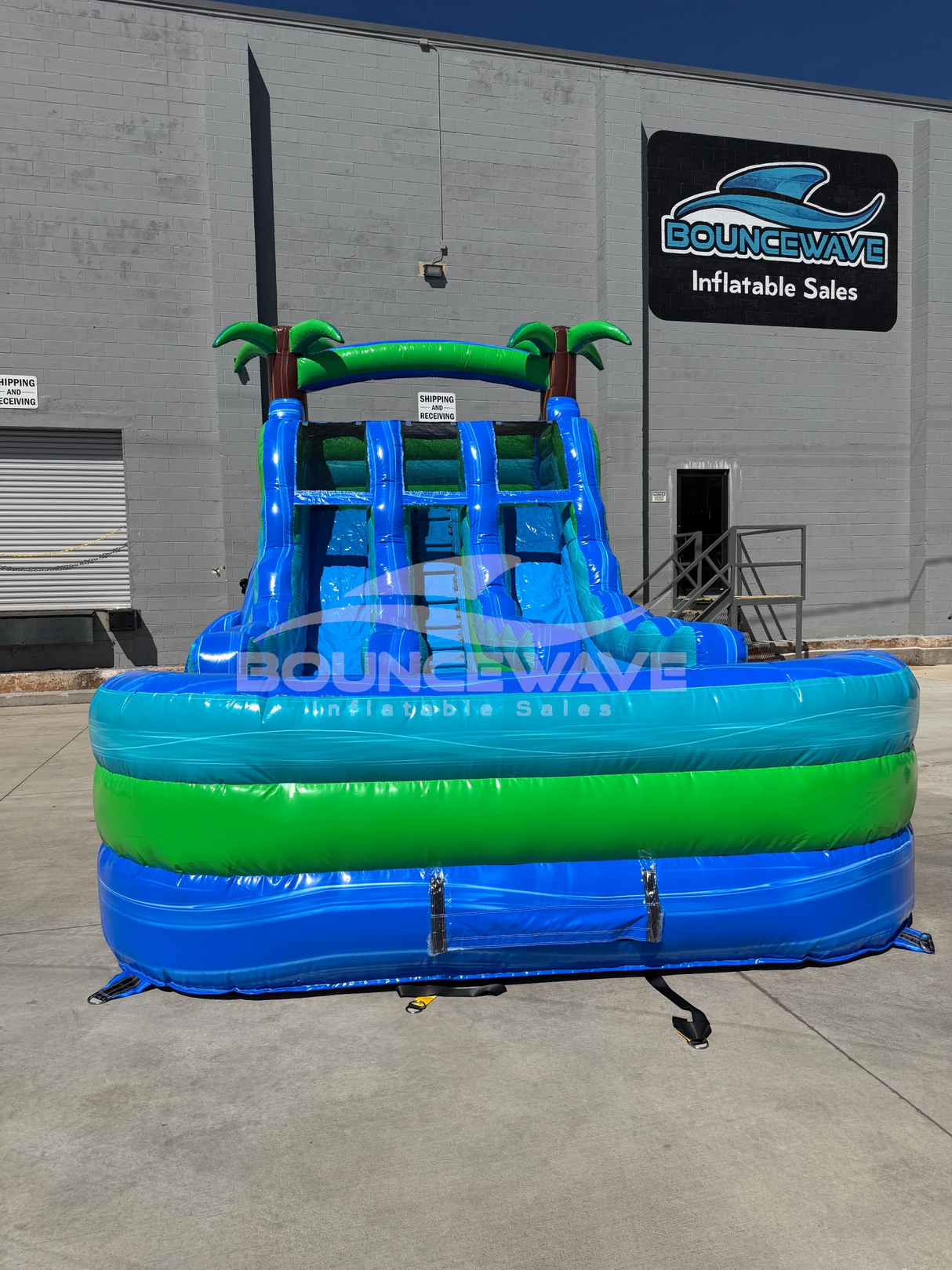 15ft Aqua Bolt Dual Lane Water Slide – Center Climb - BounceWave Inflatable Sales