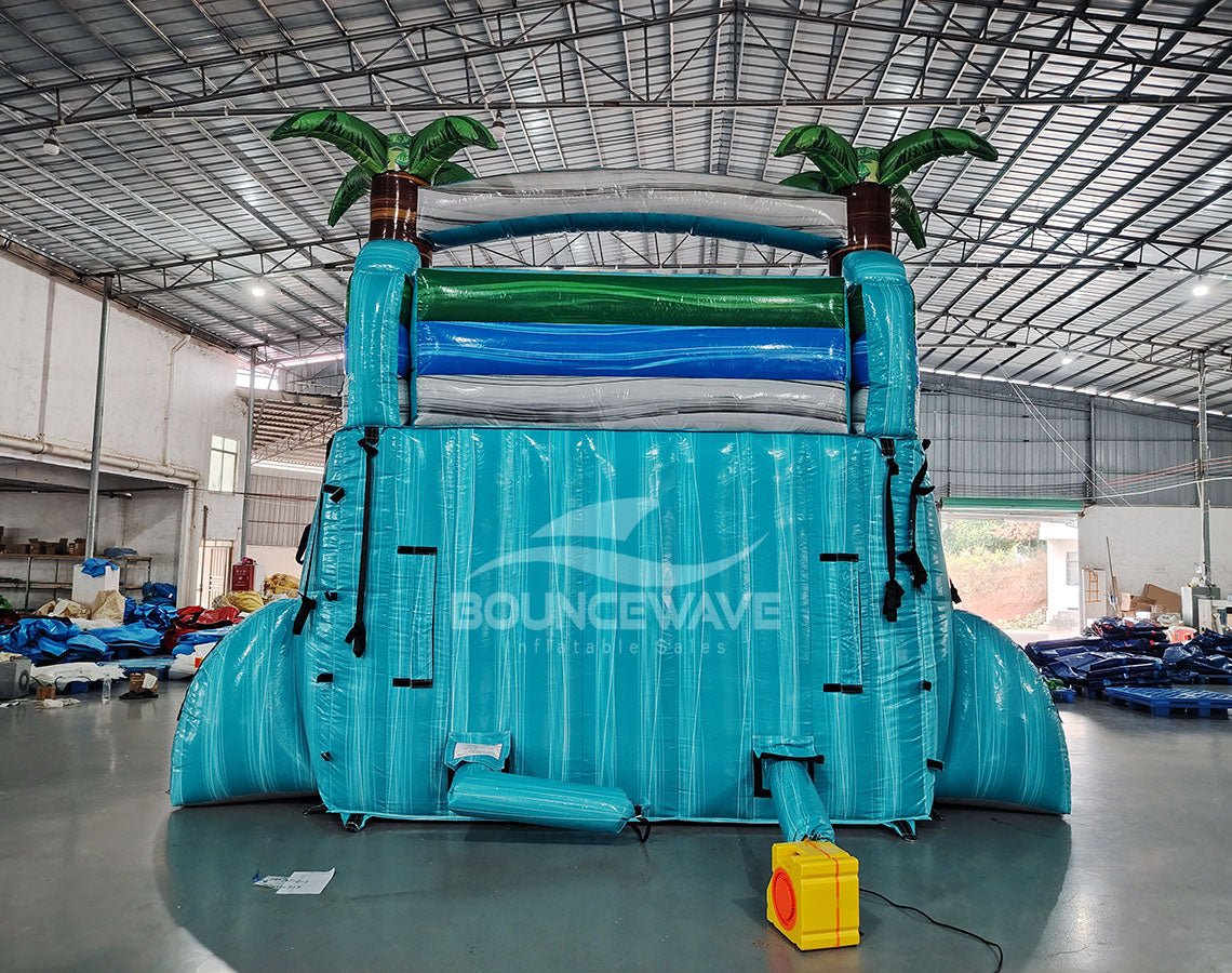 15ft Bahama Blast Dual Lane Center Climb Inflatable Water Slide - BounceWave Inflatable Sales
