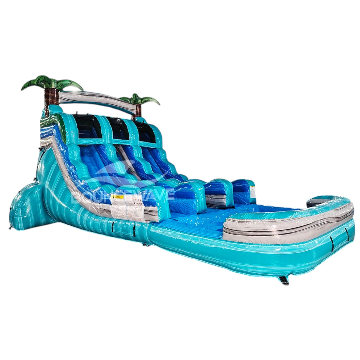 15ft Bahama Blast Dual Lane Center Climb Inflatable Water Slide - BounceWave Inflatable Sales