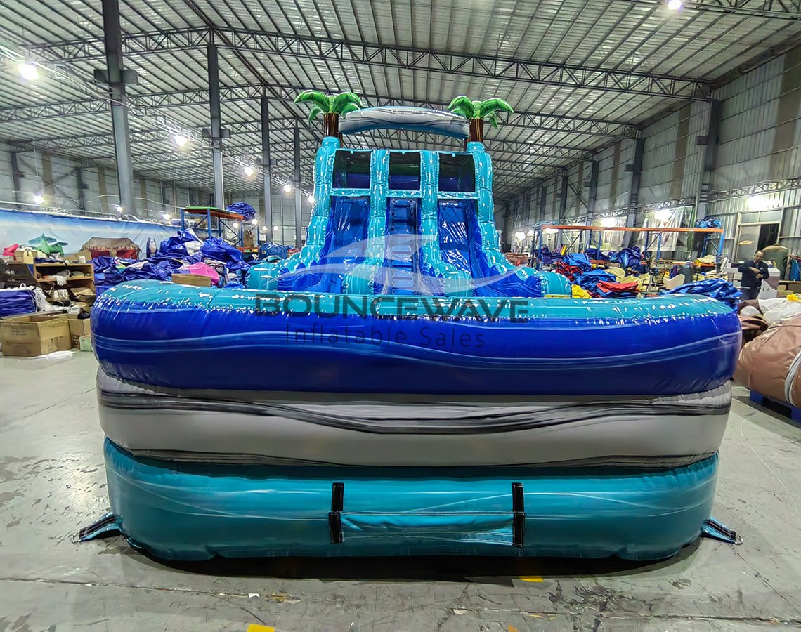 15ft Bahama Blast Dual Lane Water Slide – Center Climb - BounceWave Inflatable Sales