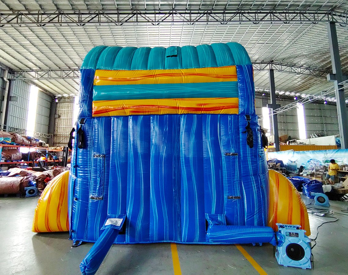 15ft Bimini Wave Dual Lane Center Climb Inflatable Water Slide - BounceWave Inflatable Sales