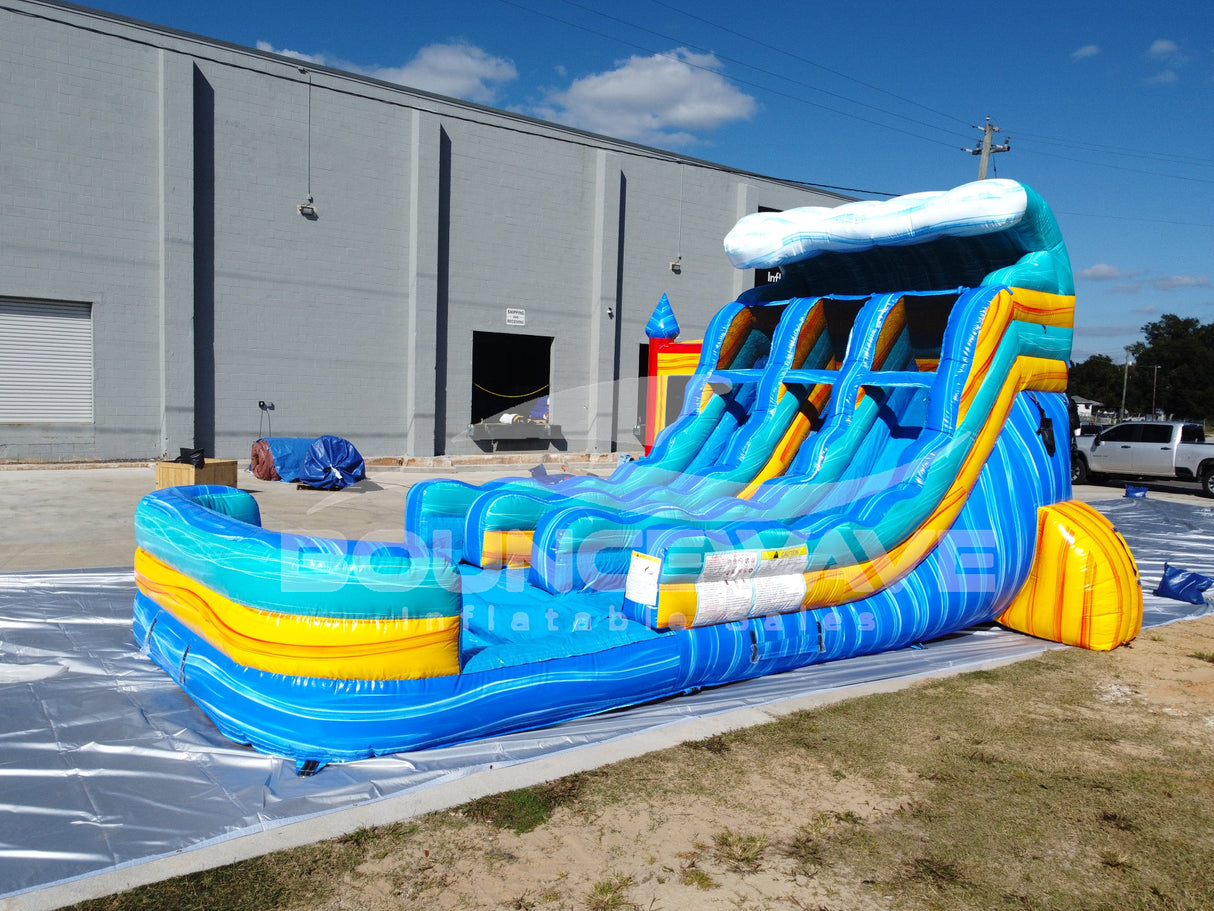 15ft Bimini Wave Dual Lane Center Climb Inflatable Water Slide - BounceWave Inflatable Sales