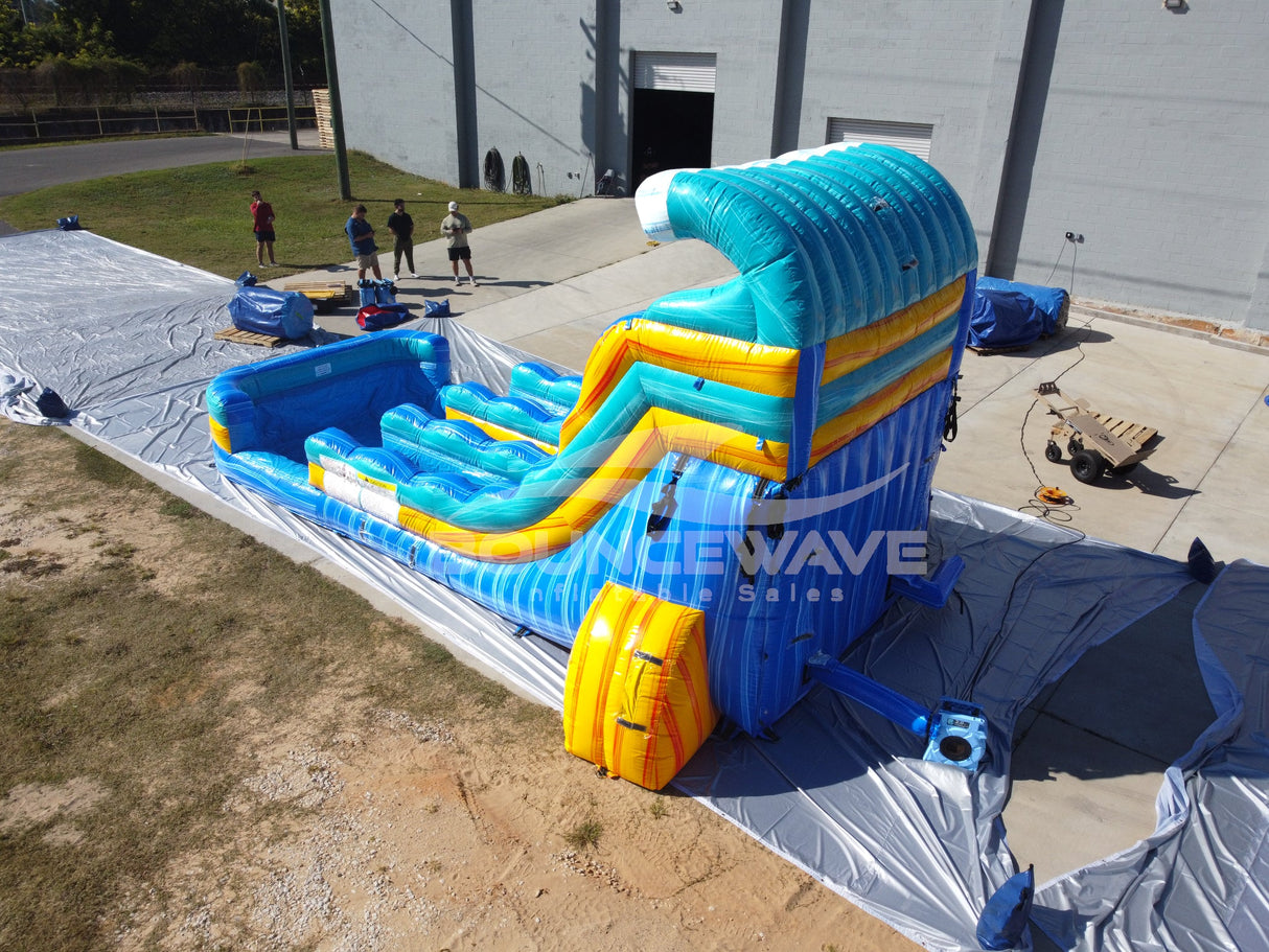 15ft Bimini Wave Dual Lane Center Climb Inflatable Water Slide - BounceWave Inflatable Sales