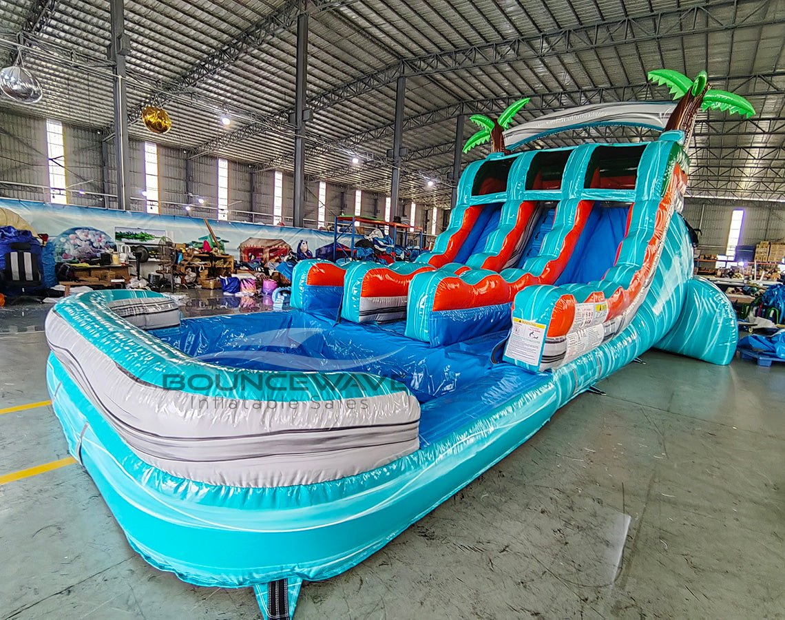 15ft Fiji Falls Dual Lane Center Climb Inflatable Water Slide - BounceWave Inflatable Sales