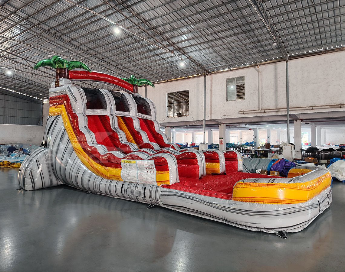 15ft Fire Island Dual Lane Center Climb Inflatable Water Slide - BounceWave Inflatable Sales