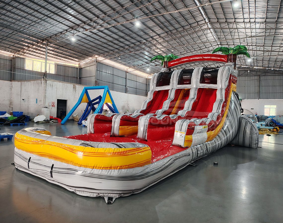 15ft Fire Island Dual Lane Center Climb Inflatable Water Slide - BounceWave Inflatable Sales