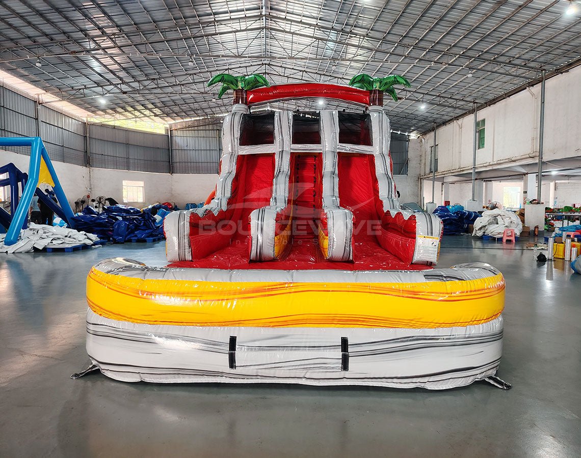 15ft Fire Island Dual Lane Center Climb Inflatable Water Slide - BounceWave Inflatable Sales