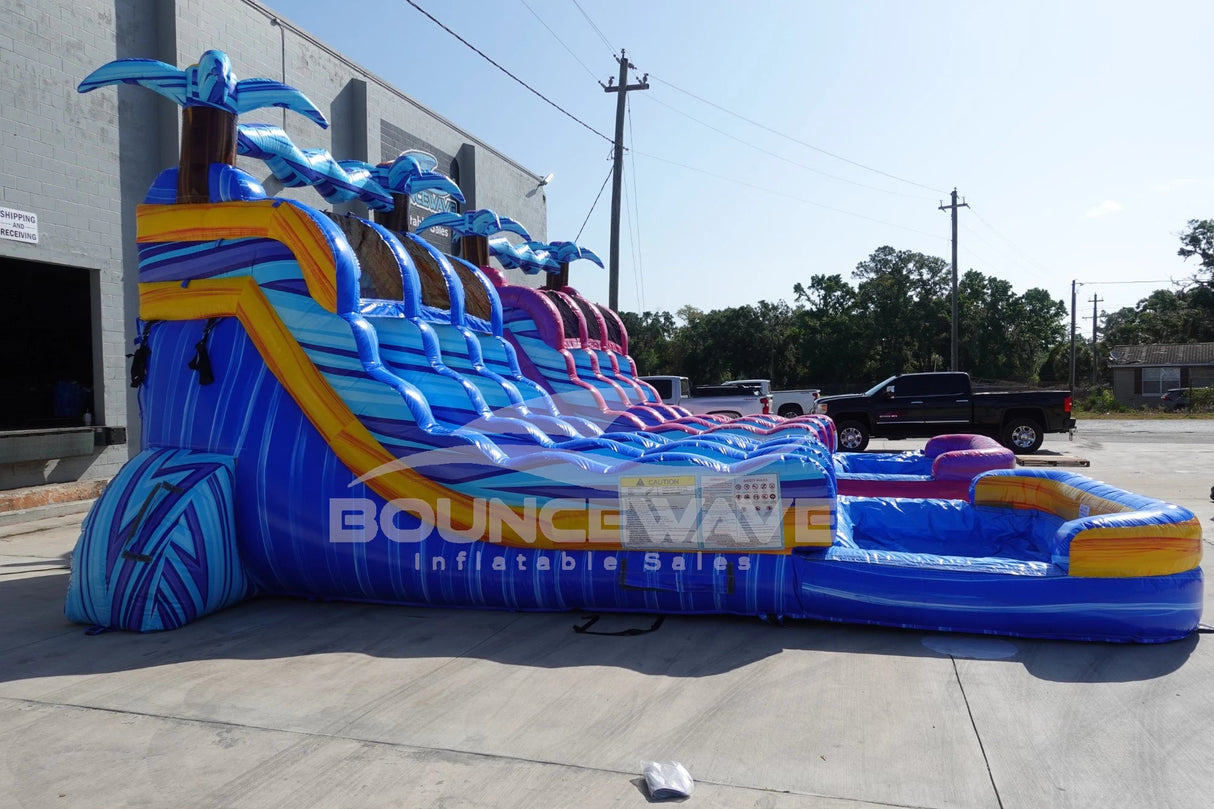 15ft Flashpoint Falls Dual Lane Center Climb Inflatable Water Slide - BounceWave Inflatable Sales