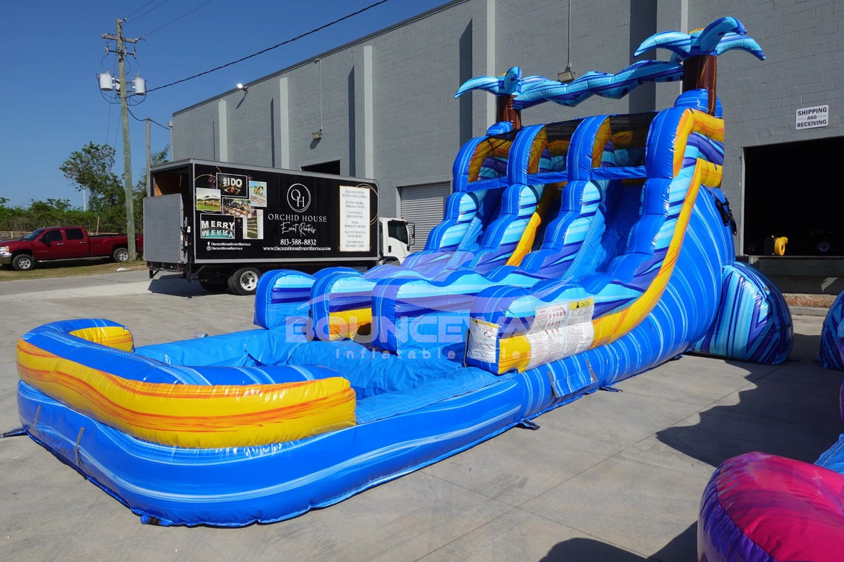15ft Flashpoint Falls Dual Lane Center Climb Inflatable Water Slide - BounceWave Inflatable Sales