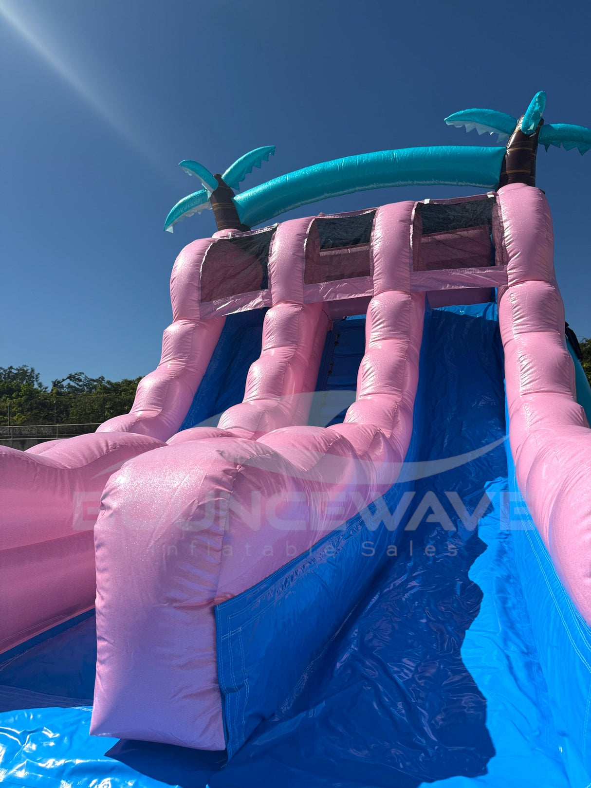 15ft Glitter Splash Dual Lane Center Climb Water Slide - BounceWave Inflatable Sales