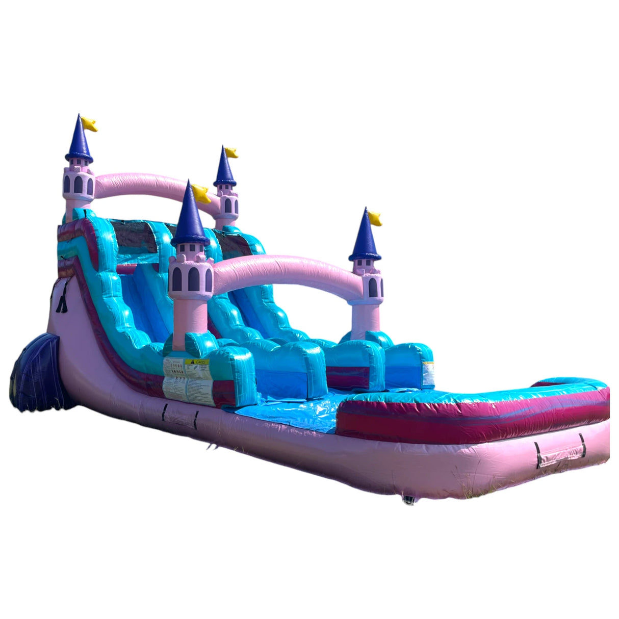 15ft Grand Royal Castle Dual Lane Center Climb Inflatable Water Slide - BounceWave Inflatable Sales