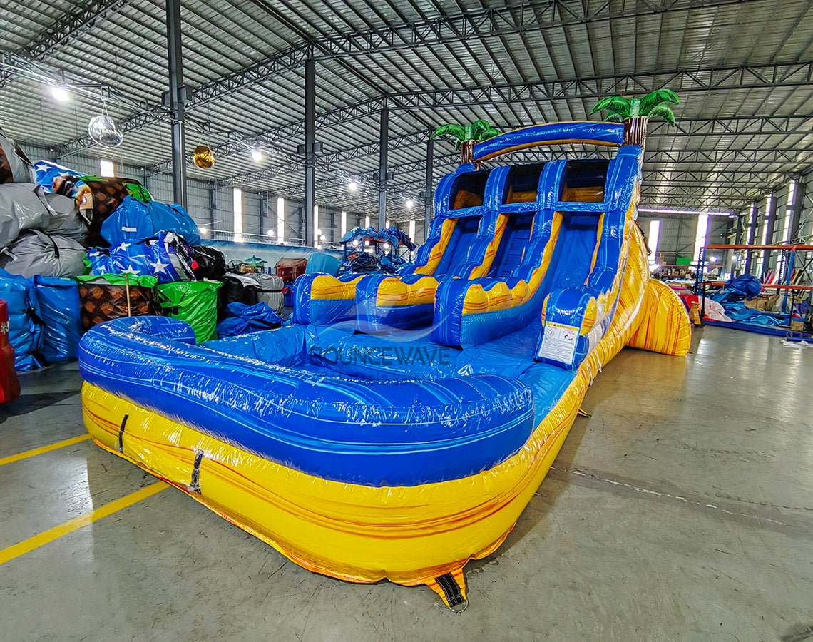 15ft Lava Falls Dual Lane Center Climb Inflatable Water Slide - BounceWave Inflatable Sales