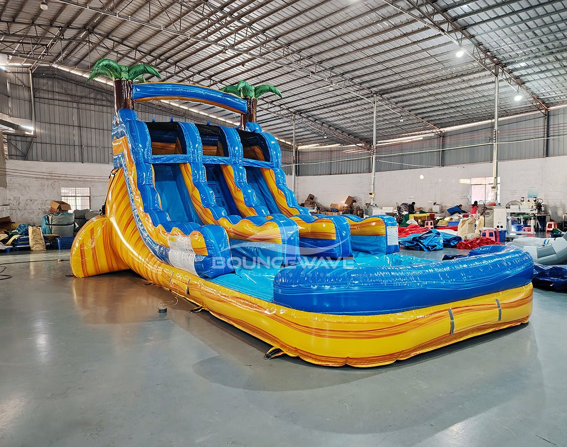 15ft Lava Falls Dual Lane Center Climb Inflatable Water Slide - BounceWave Inflatable Sales