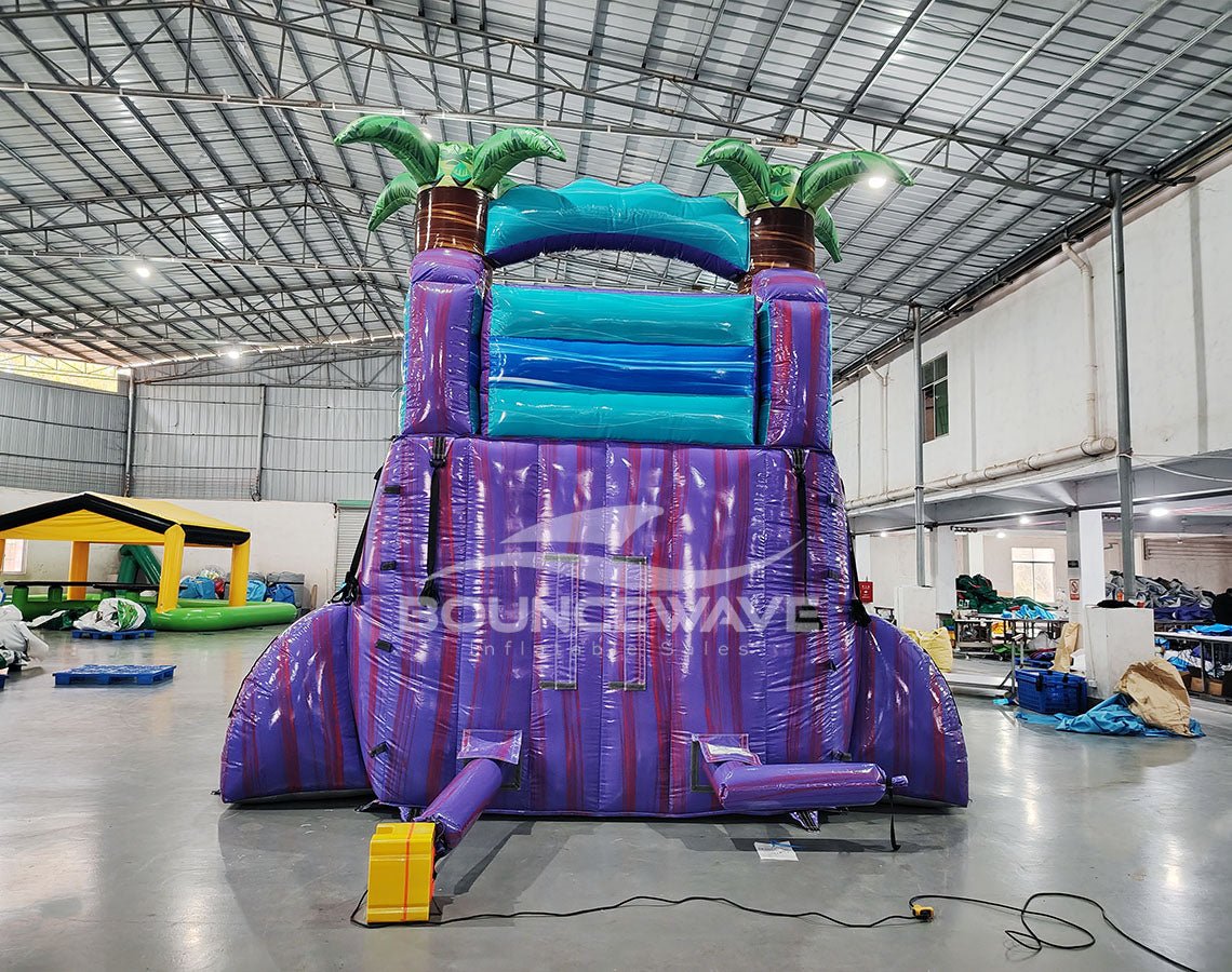 15ft Purple Plunge Commercial Single Lane Inflatable Water Slide - BounceWave Inflatable Sales