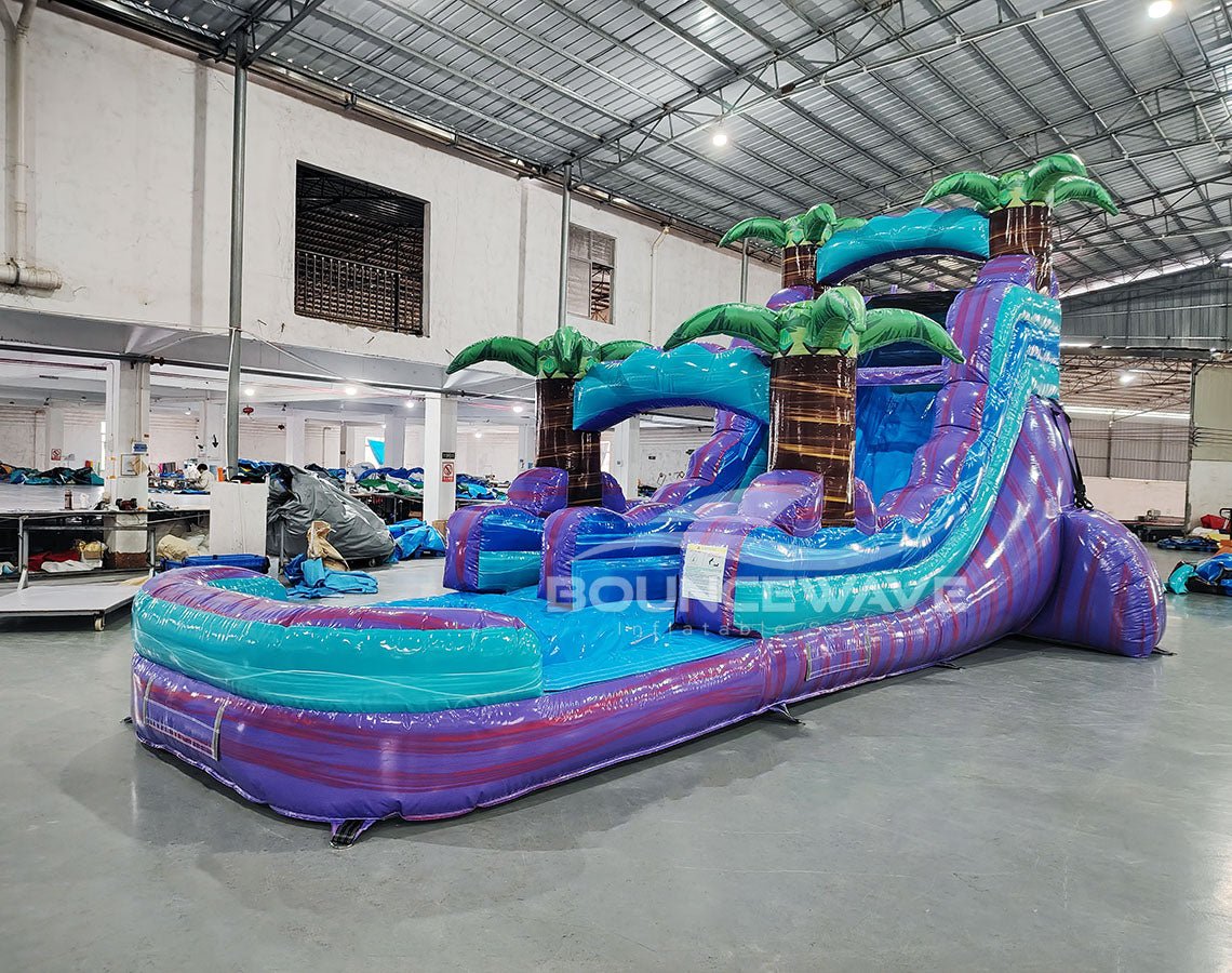 15ft Purple Plunge Commercial Single Lane Inflatable Water Slide - BounceWave Inflatable Sales