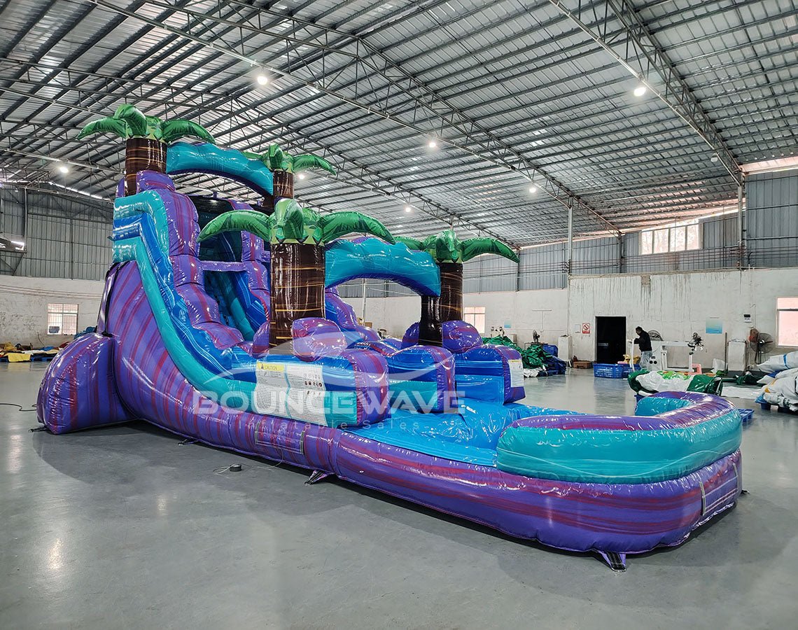 15ft Purple Plunge Commercial Single Lane Inflatable Water Slide - BounceWave Inflatable Sales