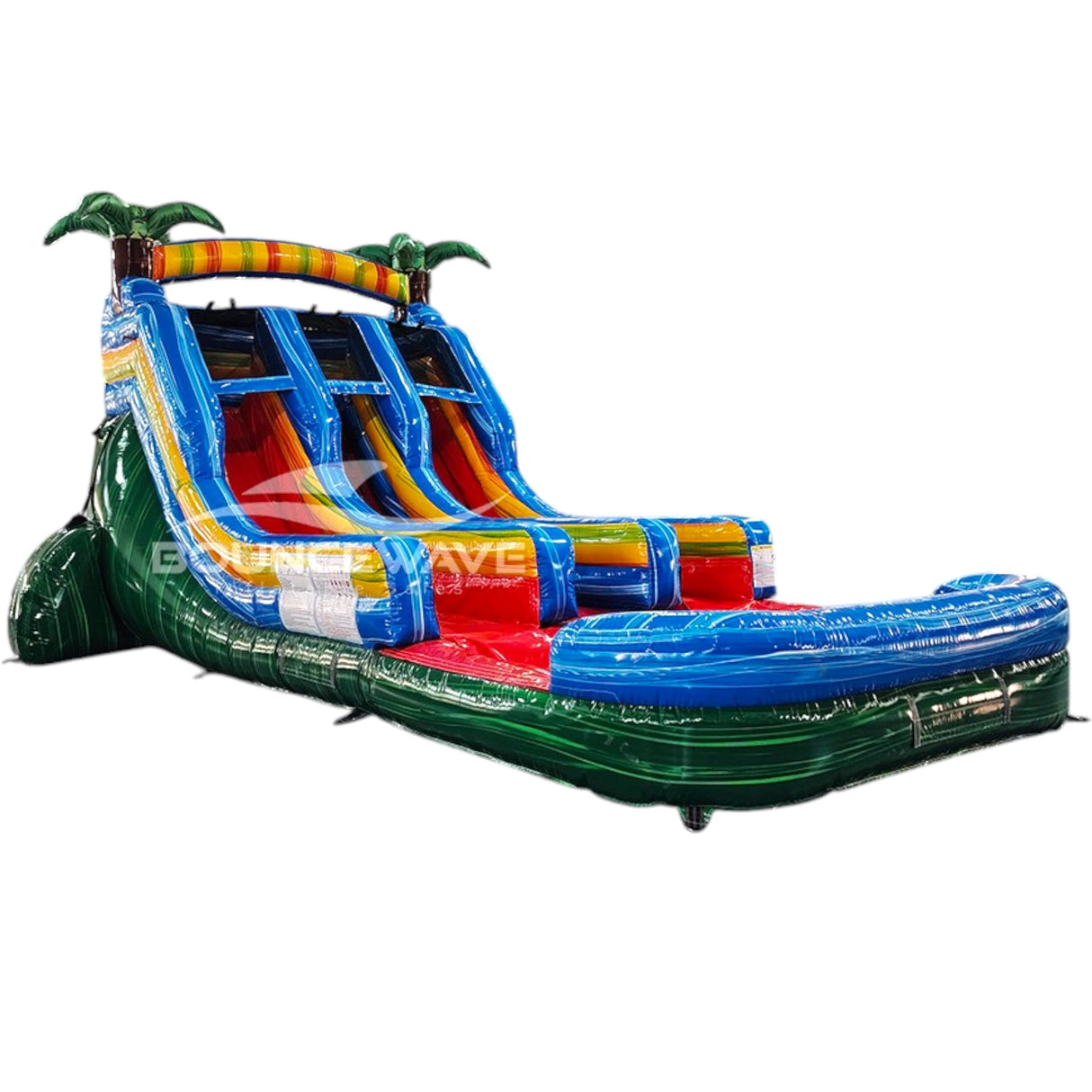 15ft Reggae Rush Dual Lane Center Climb Inflatable Water Slide - BounceWave Inflatable Sales