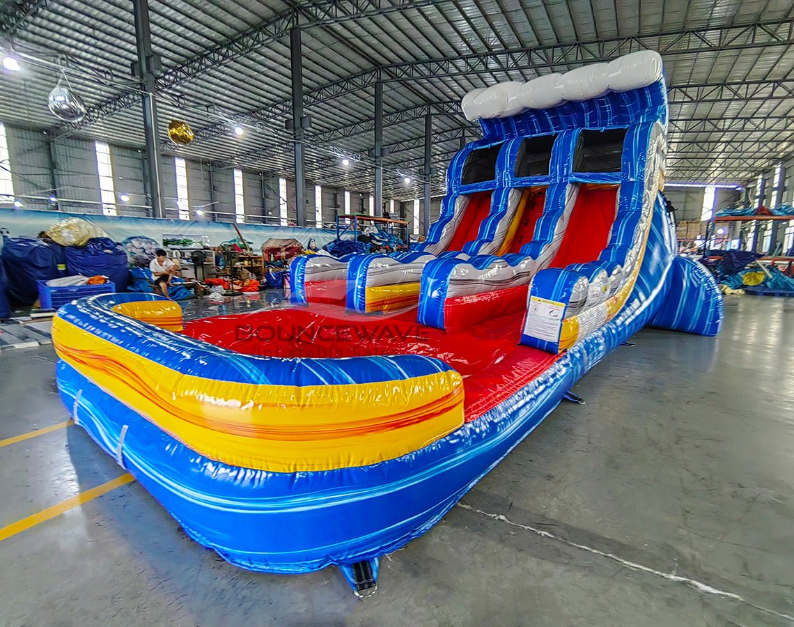 15ft Rip Curl Dual Lane Center Climb Inflatable Water Slide - BounceWave Inflatable Sales