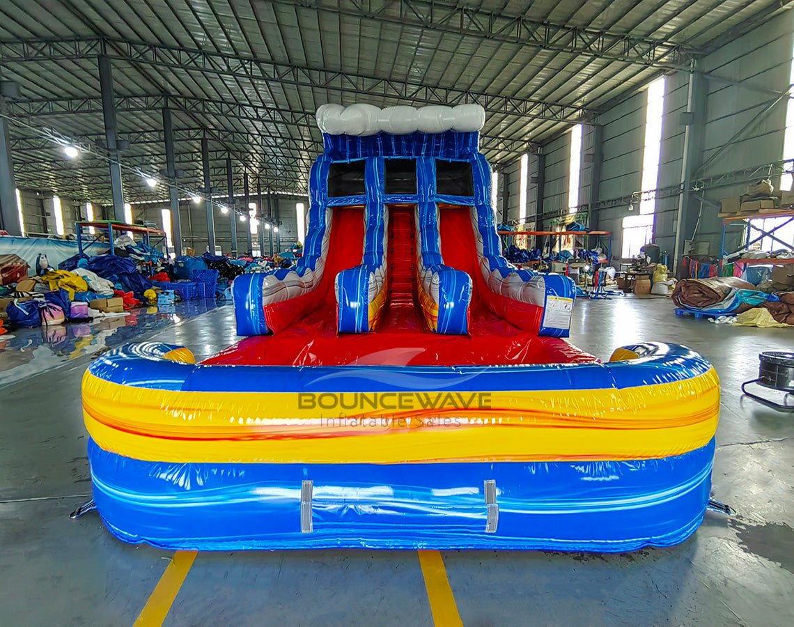 15ft Rip Curl Dual Lane Center Climb Inflatable Water Slide - BounceWave Inflatable Sales