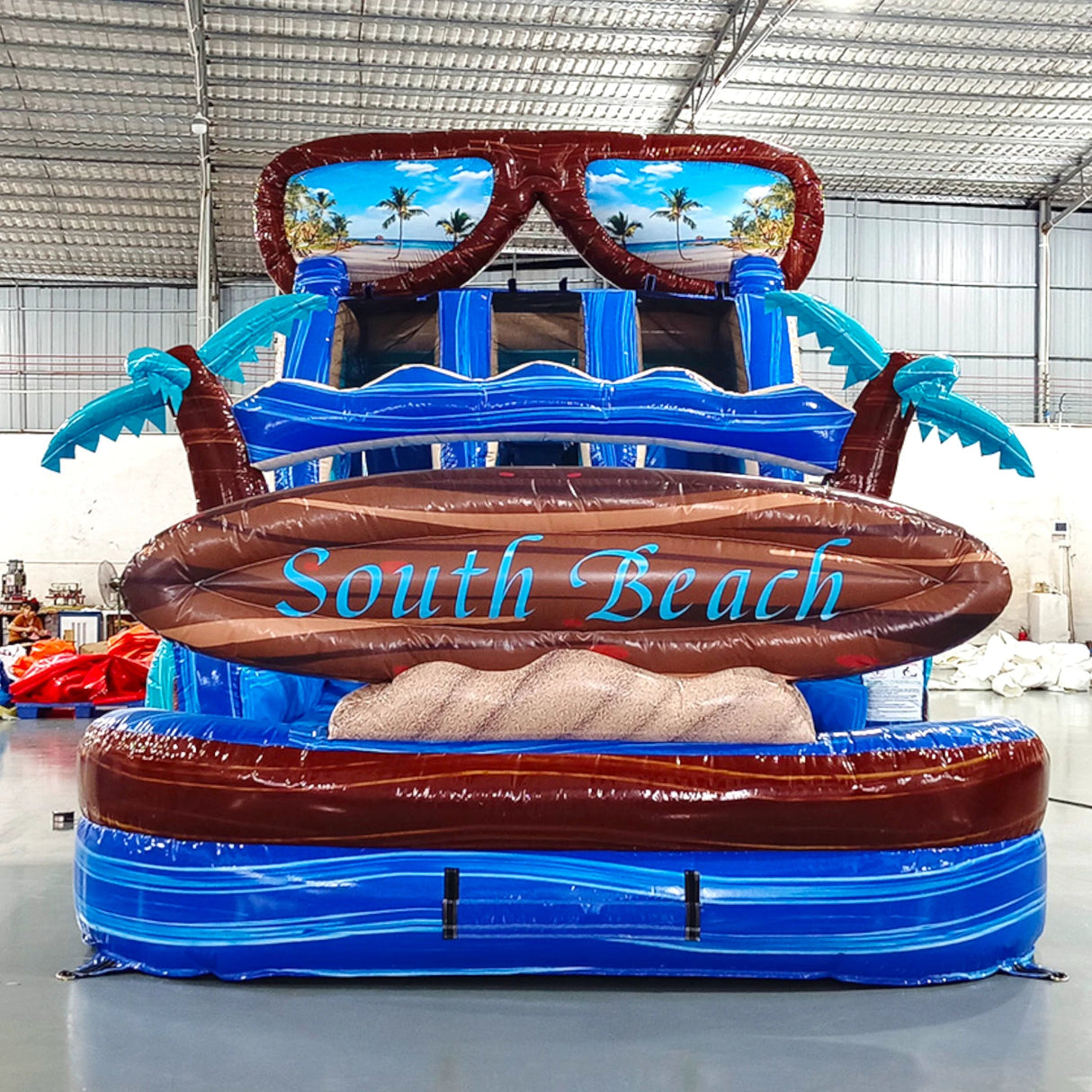 15ft South Beach Dual Lane Center Climb Inflatable Water Slide - BounceWave Inflatable Sales