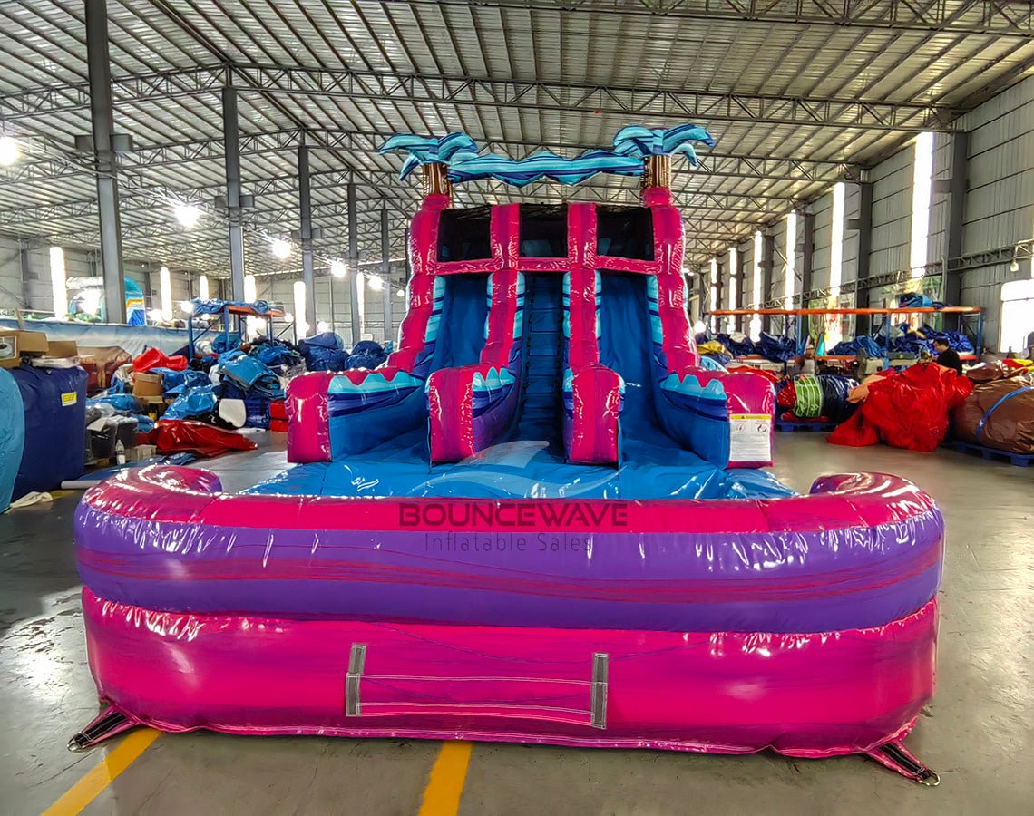 15ft Supernova Splash Dual Lane Center Climb Inflatable Water Slide - BounceWave Inflatable Sales