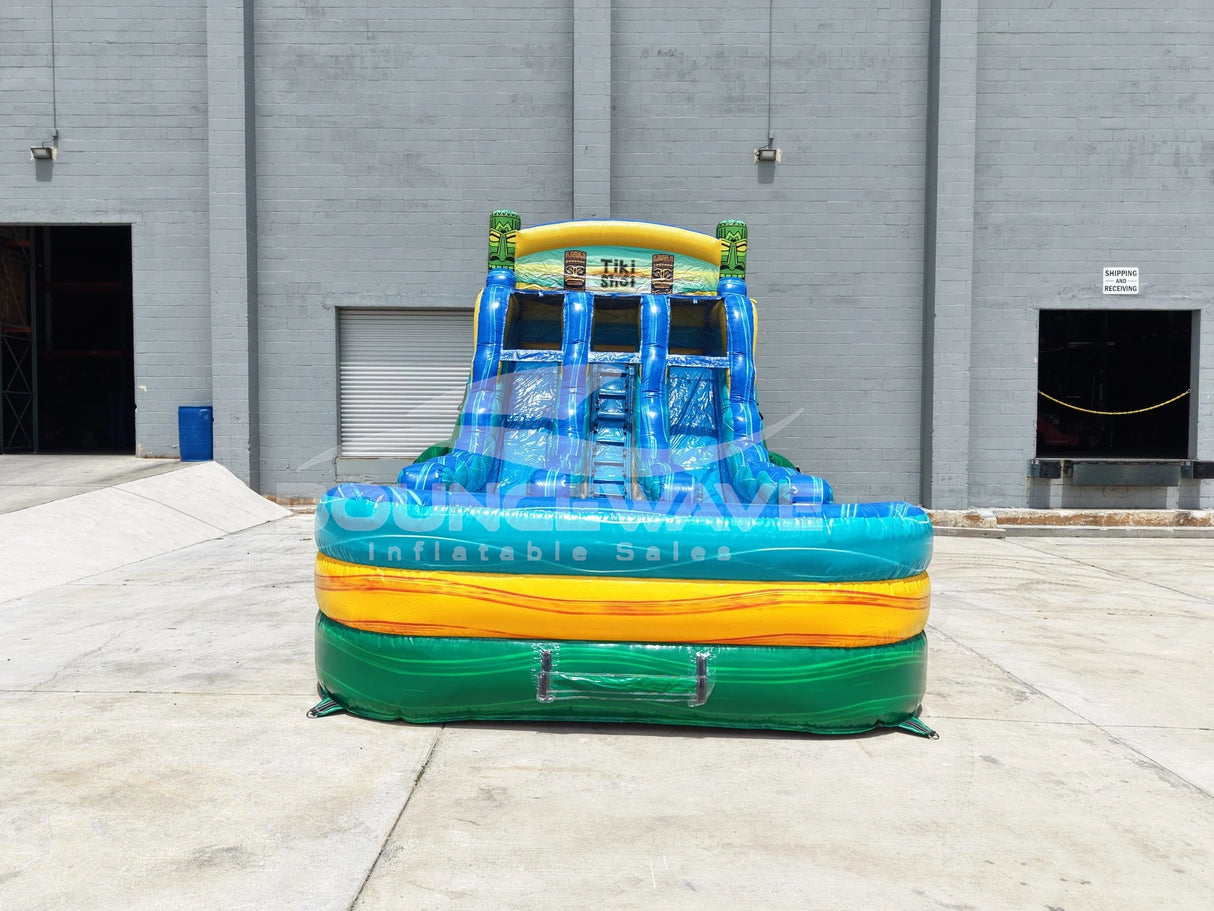 15ft Tiki Shot Dual Lane Water Slide – Center Climb - BounceWave Inflatable Sales
