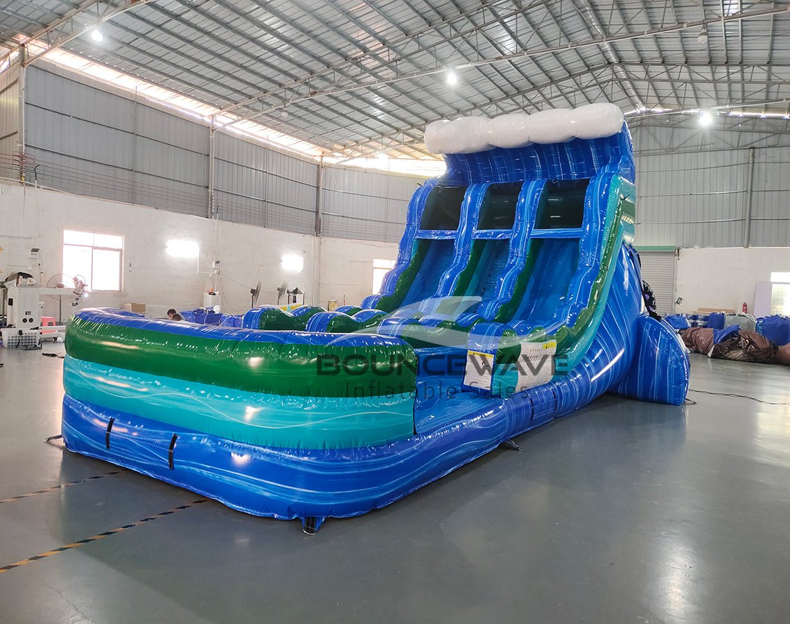15ft Trop Wave Dual Lane Water Slide – Center Climb - BounceWave Inflatable Sales