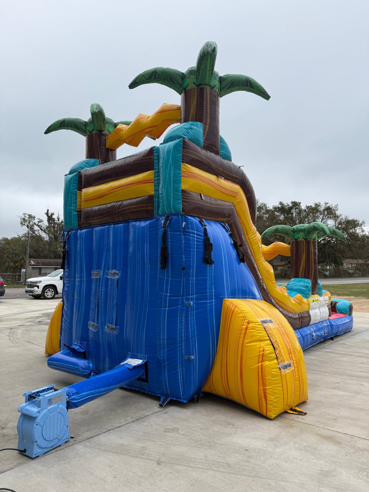 15ft Tropic Shock Single Lane Inflatable Water Slide - Marble Palms - BounceWave Inflatable Sales
