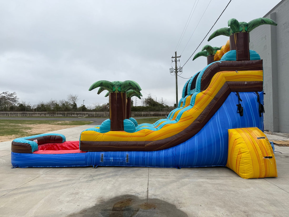 15ft Tropic Shock Single Lane Inflatable Water Slide - Marble Palms - BounceWave Inflatable Sales