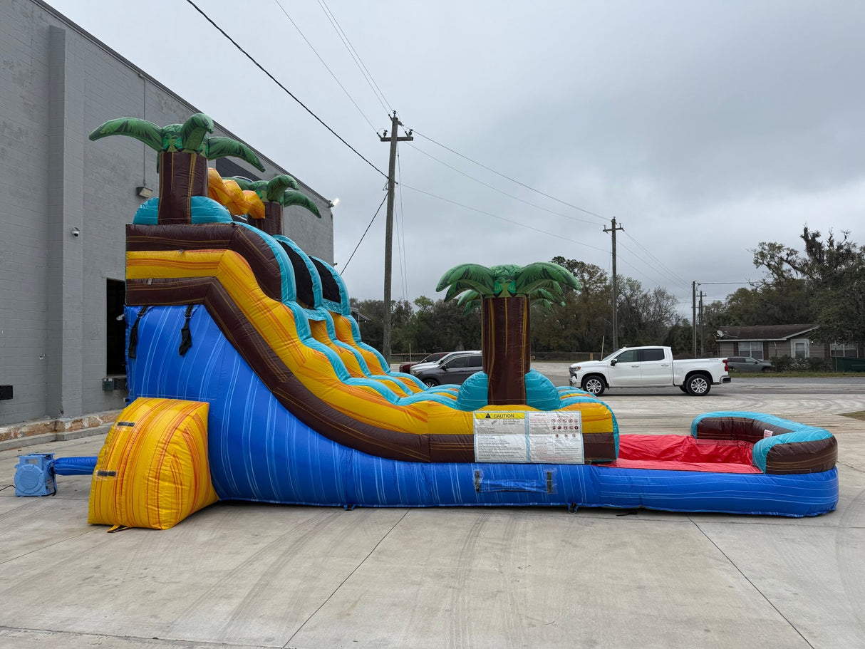 15ft Tropic Shock Single Lane Inflatable Water Slide - Marble Palms - BounceWave Inflatable Sales