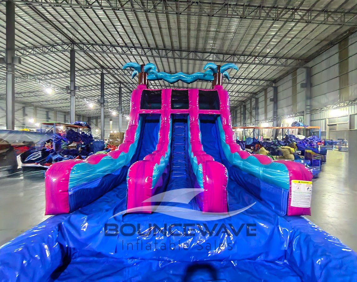 15ft UltraShock Dual Lane Center Climb Water Slide - BounceWave Inflatable Sales
