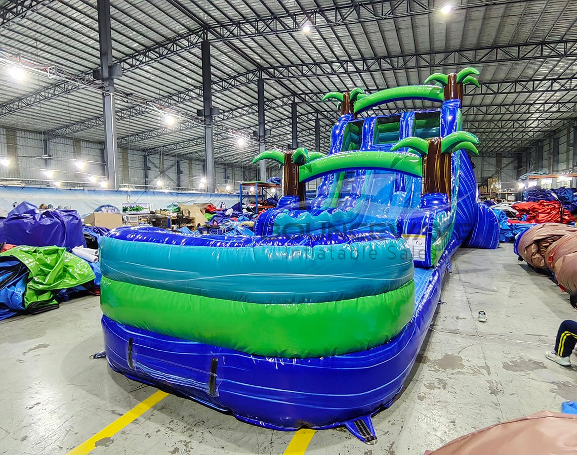 18ft Aqua Bolt Dual Lane Water Slide – Hybrid - BounceWave Inflatable Sales