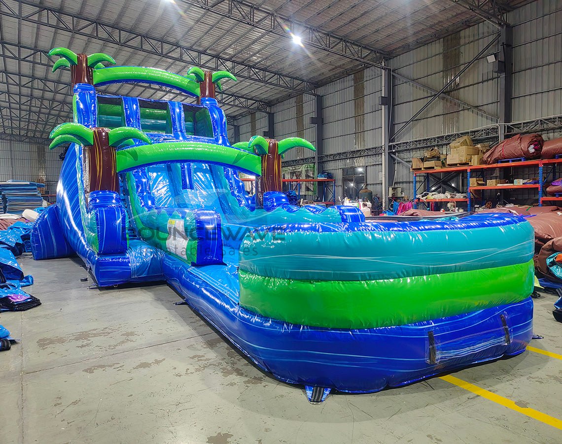 18ft Aqua Bolt Dual Lane Water Slide – Hybrid - BounceWave Inflatable Sales