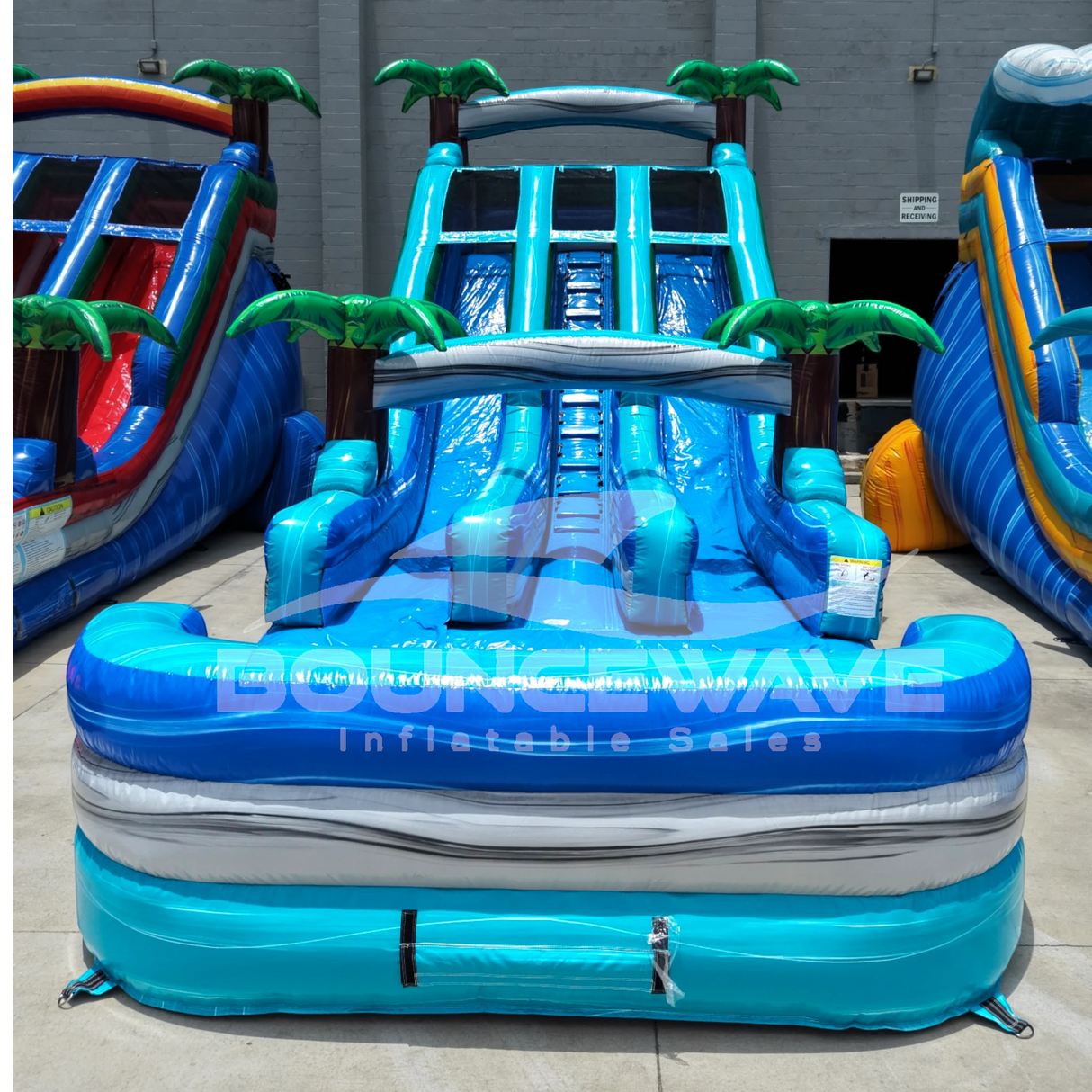 18ft Bahama Blast Dual Lane Water Slide – Center Climb - BounceWave Inflatable Sales