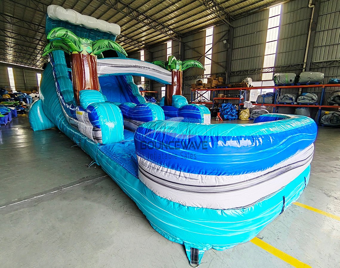 18ft Bahama Wave SL Water Slide with Inflated Splash Pad - BounceWave Inflatable Sales