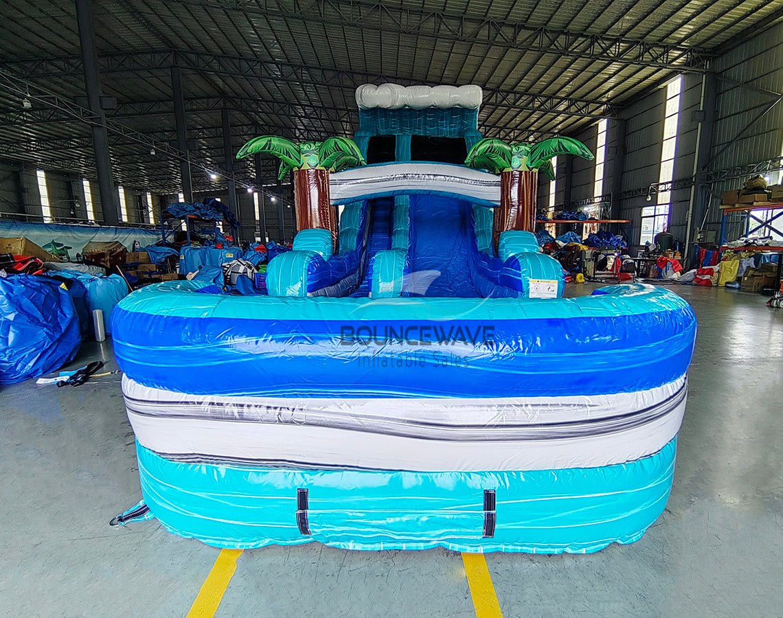 18ft Bahama Wave SL Water Slide with Inflated Splash Pad - BounceWave Inflatable Sales