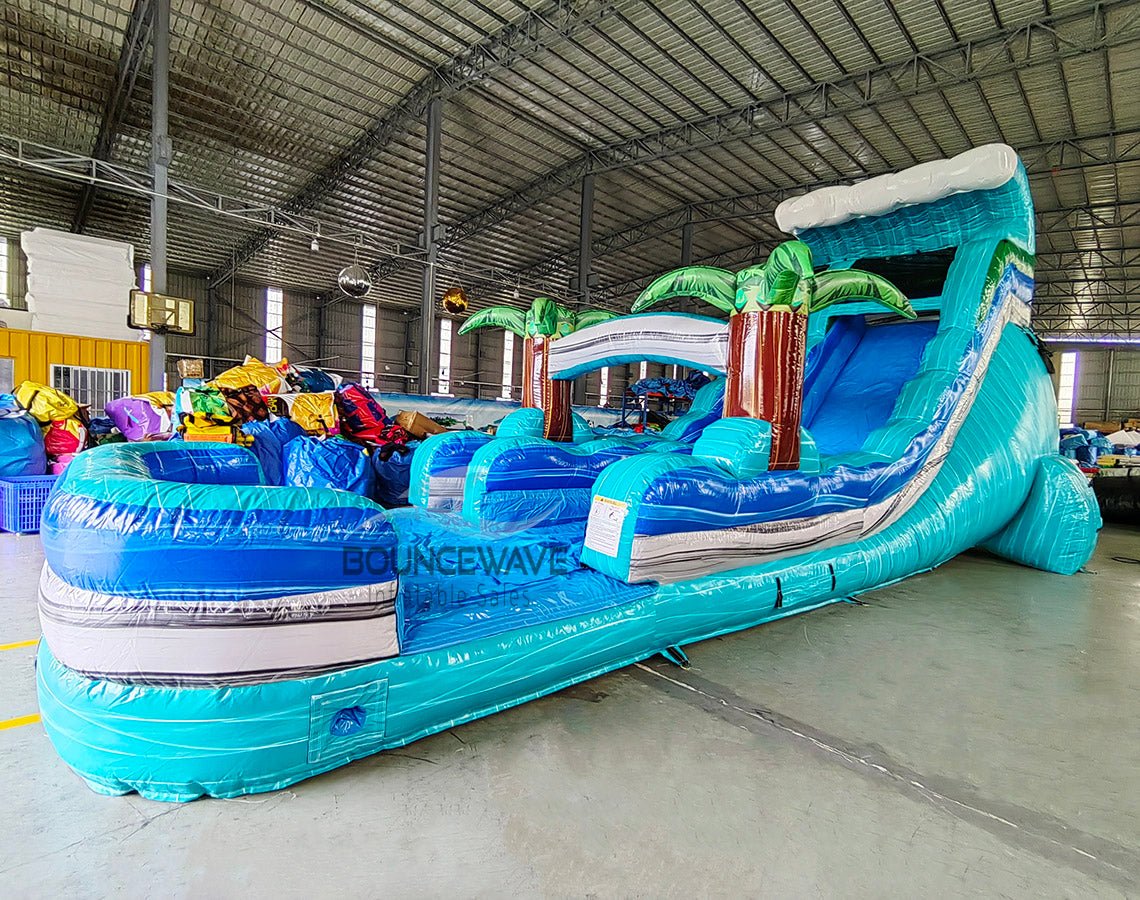 18ft Bahama Wave SL Water Slide with Inflated Splash Pad - BounceWave Inflatable Sales
