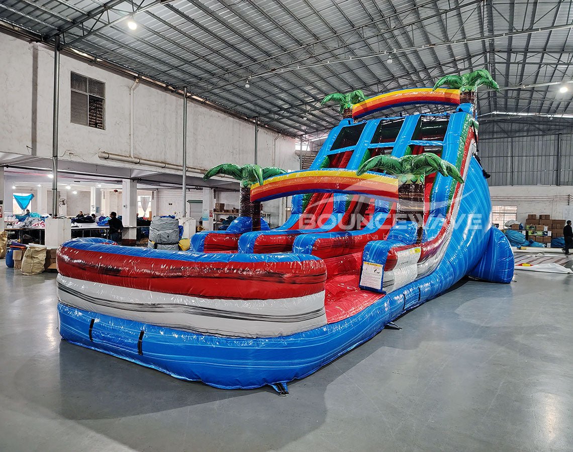 18ft Baja Splash Dual Lane Center Climb Inflatable Water Slide - BounceWave Inflatable Sales