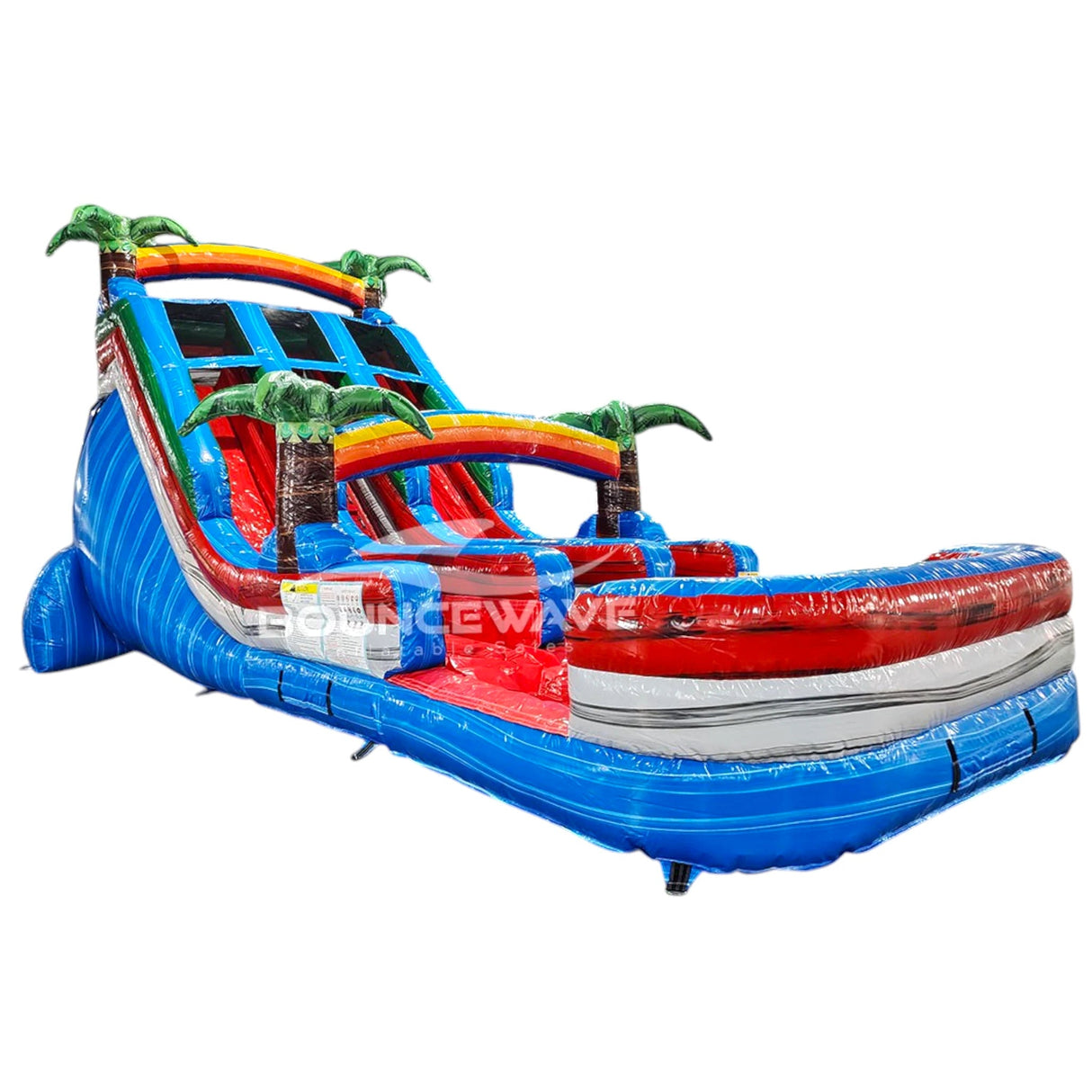 18ft Baja Splash Dual Lane Center Climb Inflatable Water Slide - BounceWave Inflatable Sales