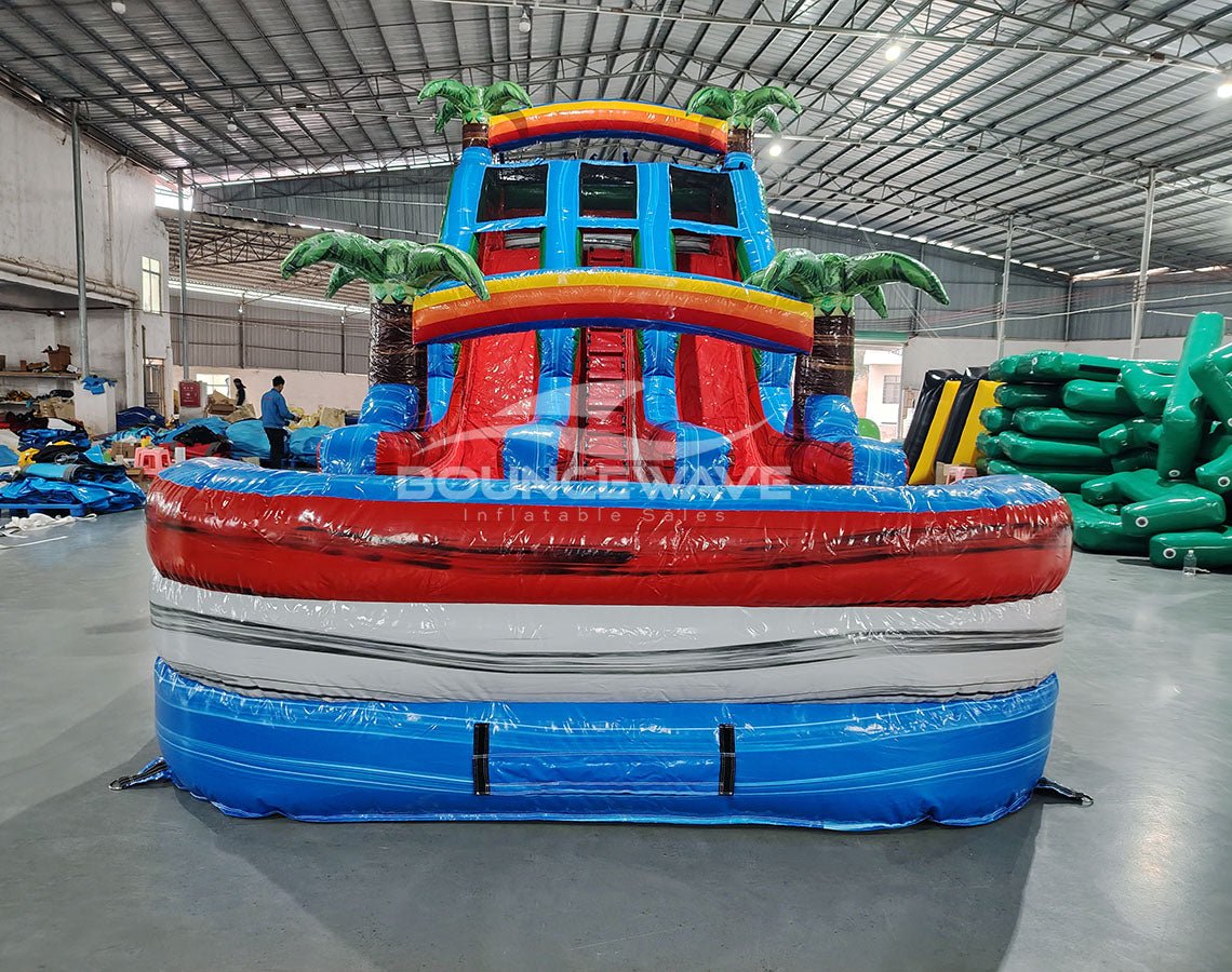 18ft Baja Splash Dual Lane Center Climb Inflatable Water Slide - BounceWave Inflatable Sales