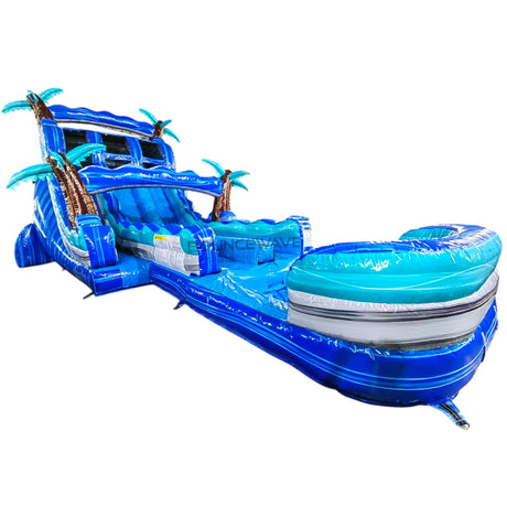 18ft Cayman Bent Palms Hybrid Dual Lane Inflatable Water Slide - BounceWave Inflatable Sales
