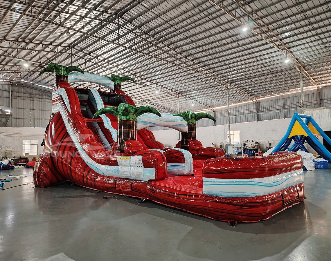 18ft Crimson Bay Commercial Single Lane Inflatable Water Slide - BounceWave Inflatable Sales