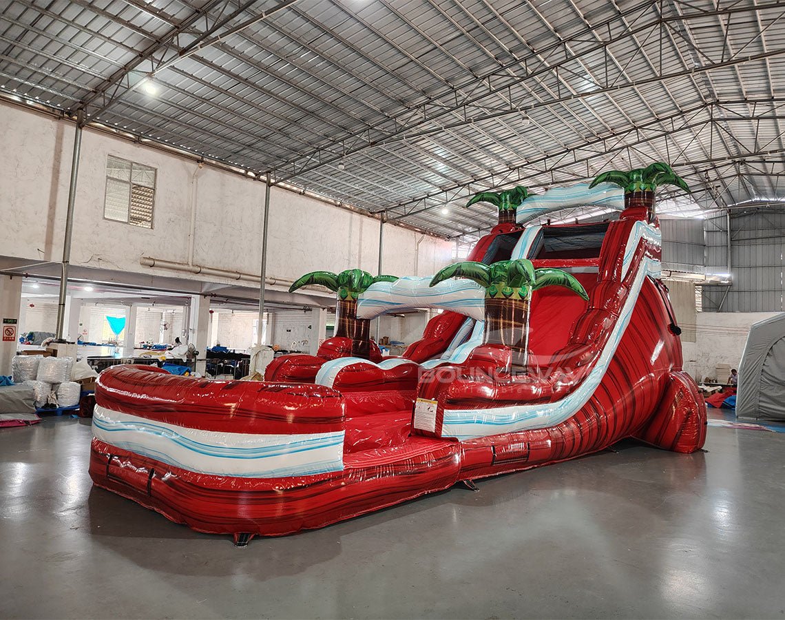 18ft Crimson Bay Commercial Single Lane Inflatable Water Slide - BounceWave Inflatable Sales
