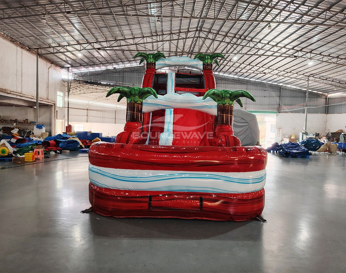 18ft Crimson Bay Commercial Single Lane Inflatable Water Slide - BounceWave Inflatable Sales