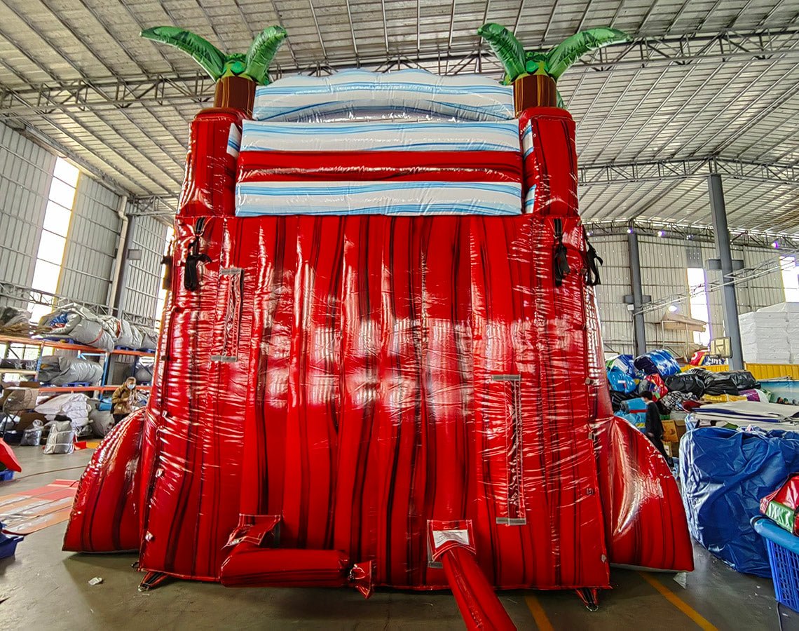 18ft Crimson Bay Dual Lane Hybrid Inflatable Water Slide - BounceWave Inflatable Sales