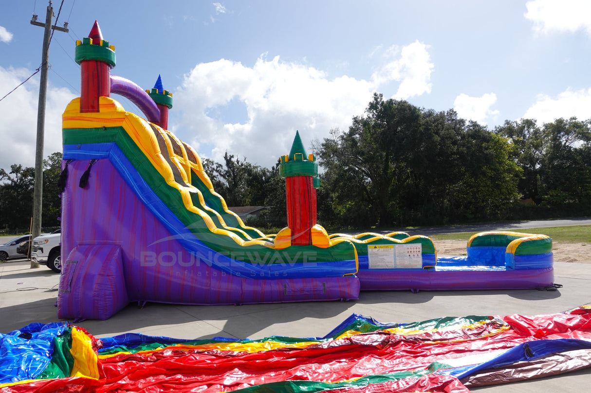 18ft Euro Marble Castle Dual Lane Hybrid Inflatable Water Slide - BounceWave Inflatable Sales