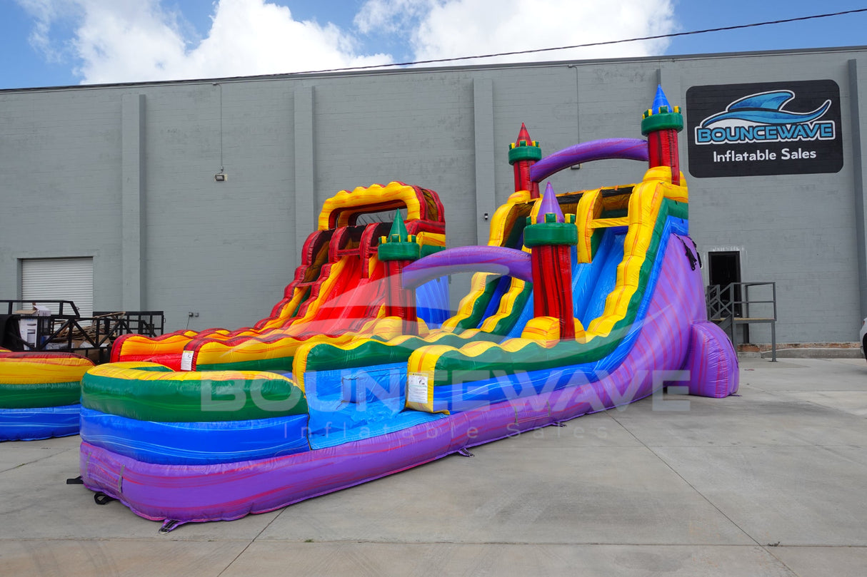 18ft Euro Marble Castle Dual Lane Hybrid Inflatable Water Slide - BounceWave Inflatable Sales