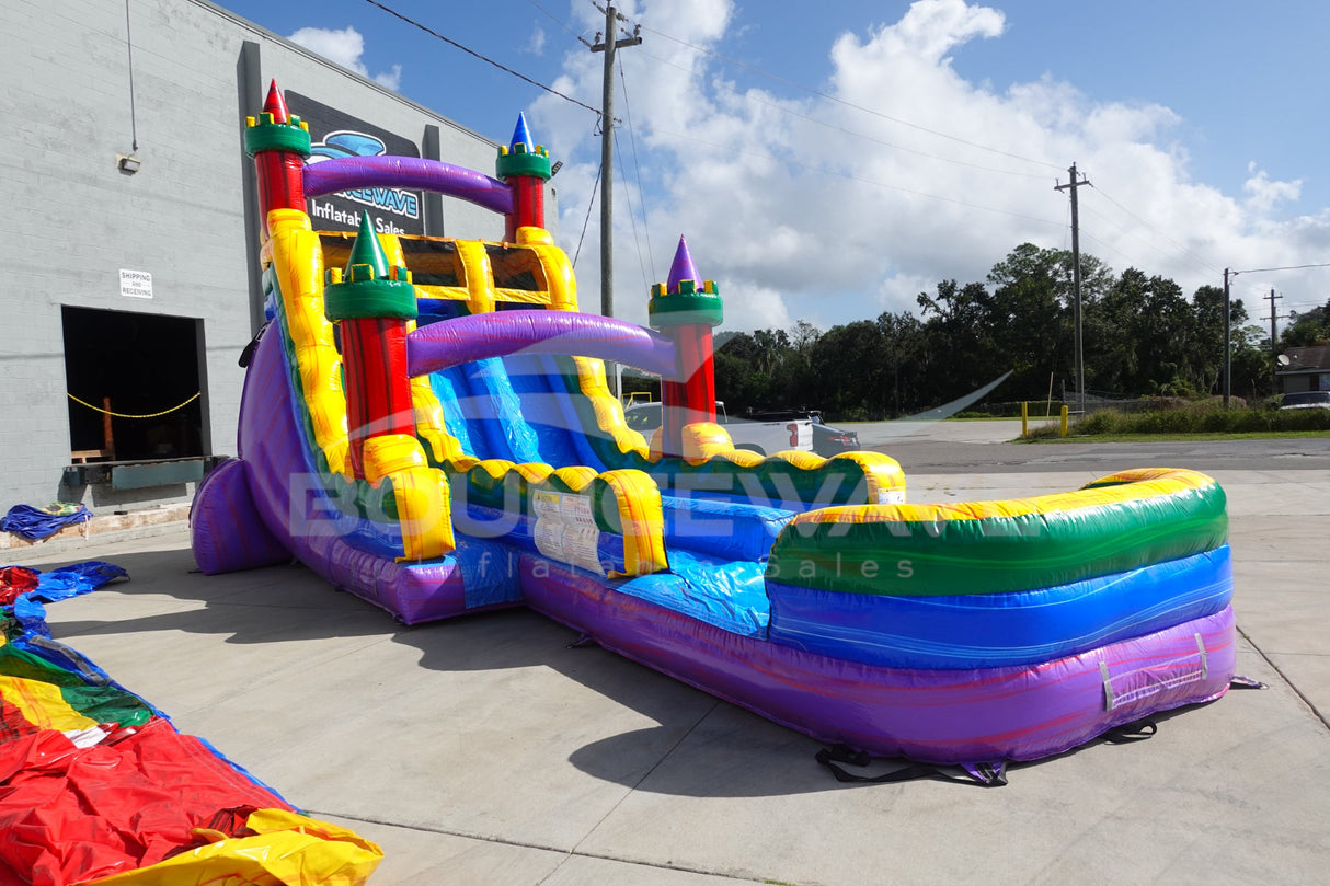 18ft Euro Marble Castle Dual Lane Hybrid Inflatable Water Slide - BounceWave Inflatable Sales